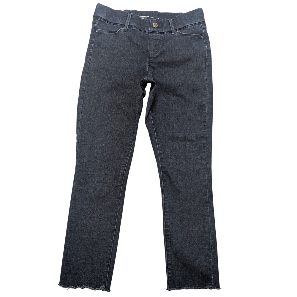 Levi Strauss Signature Perfect Pull On Jeans Women 2 W26 Dark Wash Raw Hem